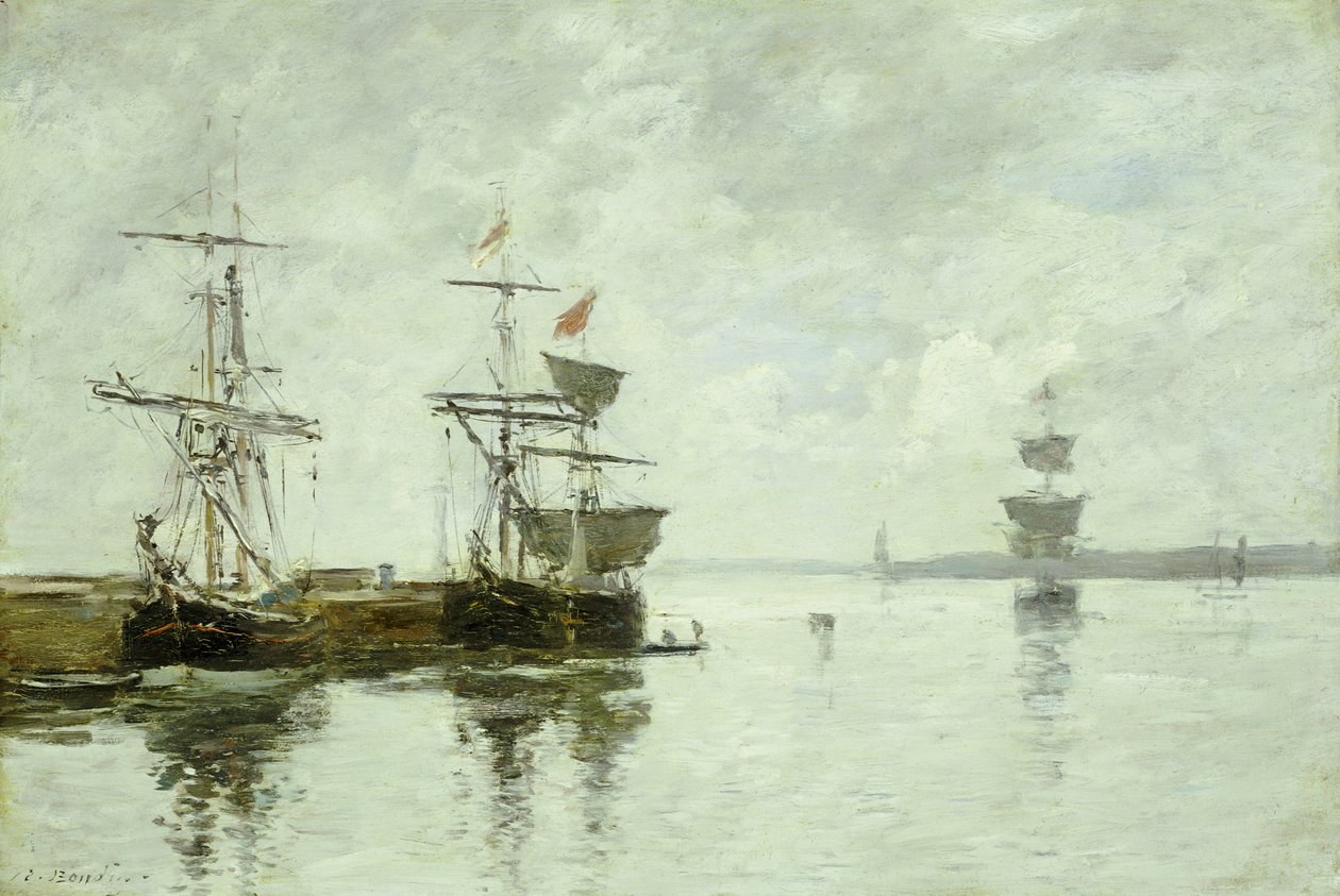 Havnescene, ca. 1880 av Eugene Louis Boudin
