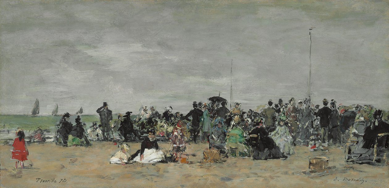 Trouville-stranden, 1874 av Eugene Louis Boudin