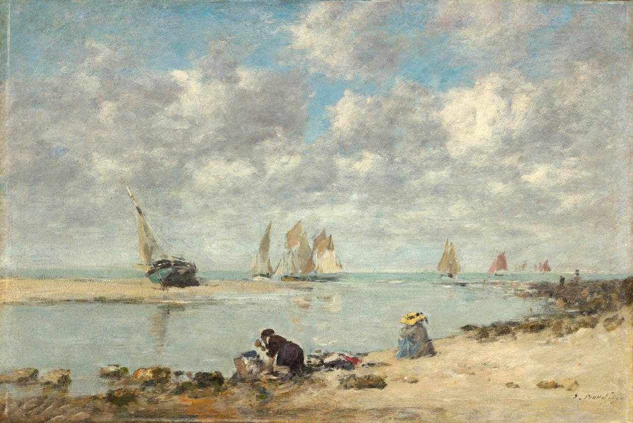 Vaskekvinne nær Trouville, ca. 18721876. av Eugene Louis Boudin