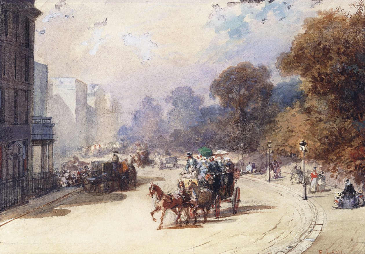 En vogn i en London Street, av Eugene Louis Lami