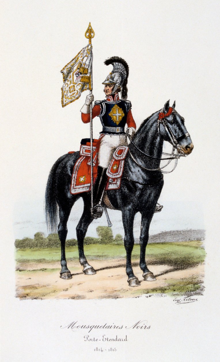 Svarte musketerer, fanebærer, 1814-15 av Eugene Titeux