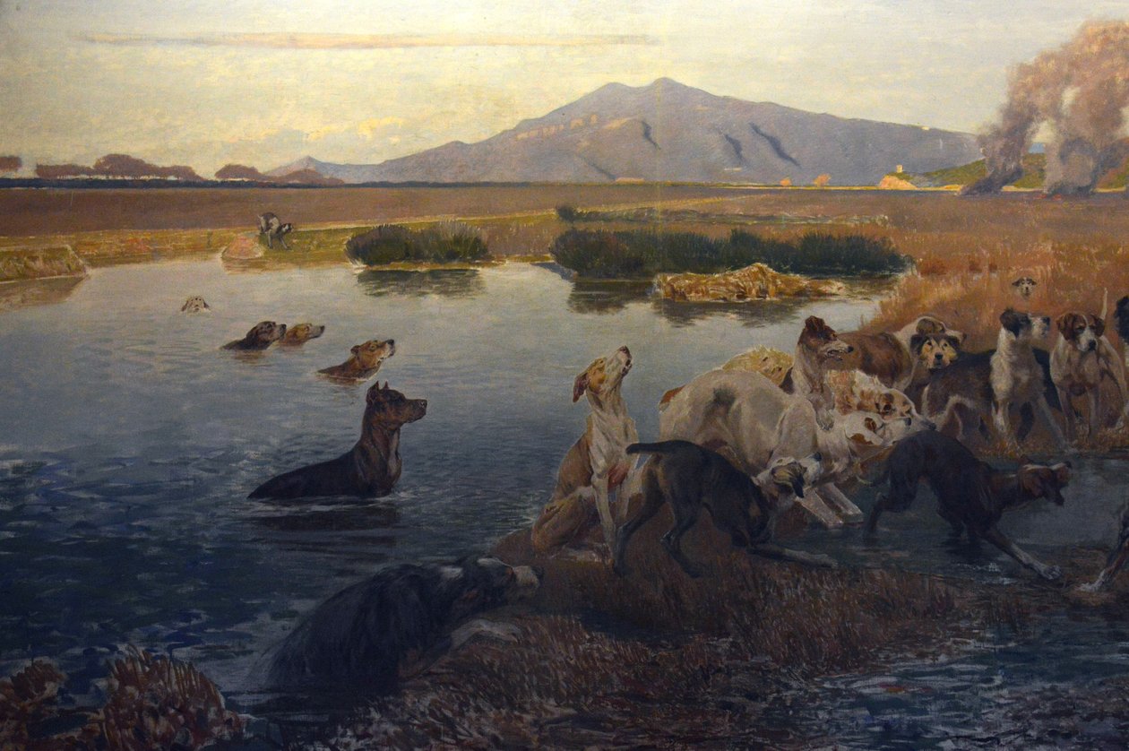 Villsvinjakt i Burano -myrene (detalj 2) av Eugenio Cecconi
