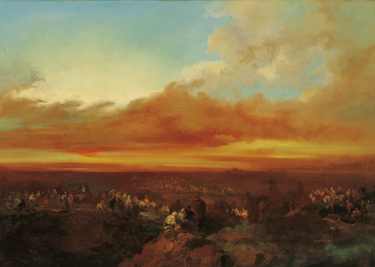 Arabiske campingvogner ankommer kysten. av Eugenio Lucas Velázquez