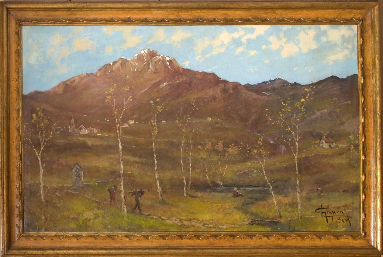 Fjelllandskap (olje på lerret) av Eugenio Gignous