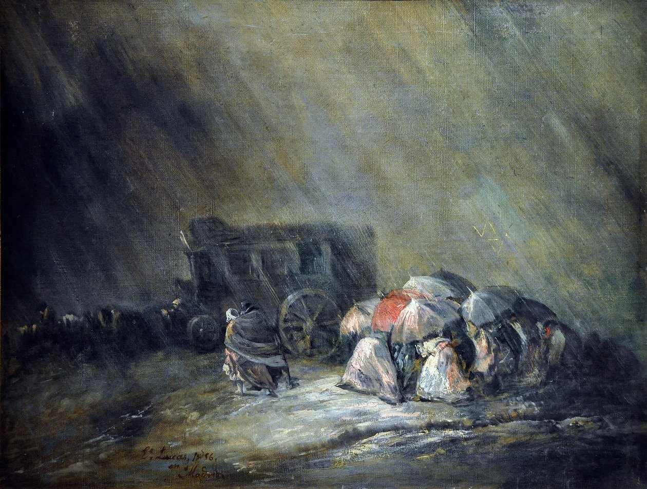 Stagecoach Under the Storm av Eugenio Luca y Velasquez