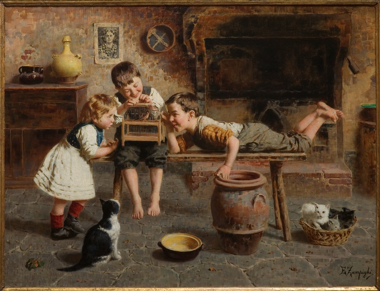 Barnespill (olje på lerret) av Eugenio Zampighi