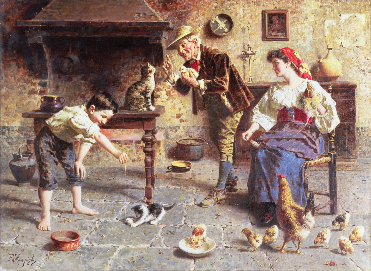På kjøkkenet (maling) av Eugenio Zampighi