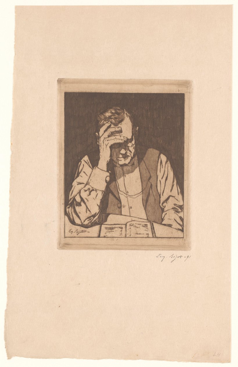 leser mann av Eugène Bejot (signed by artist)