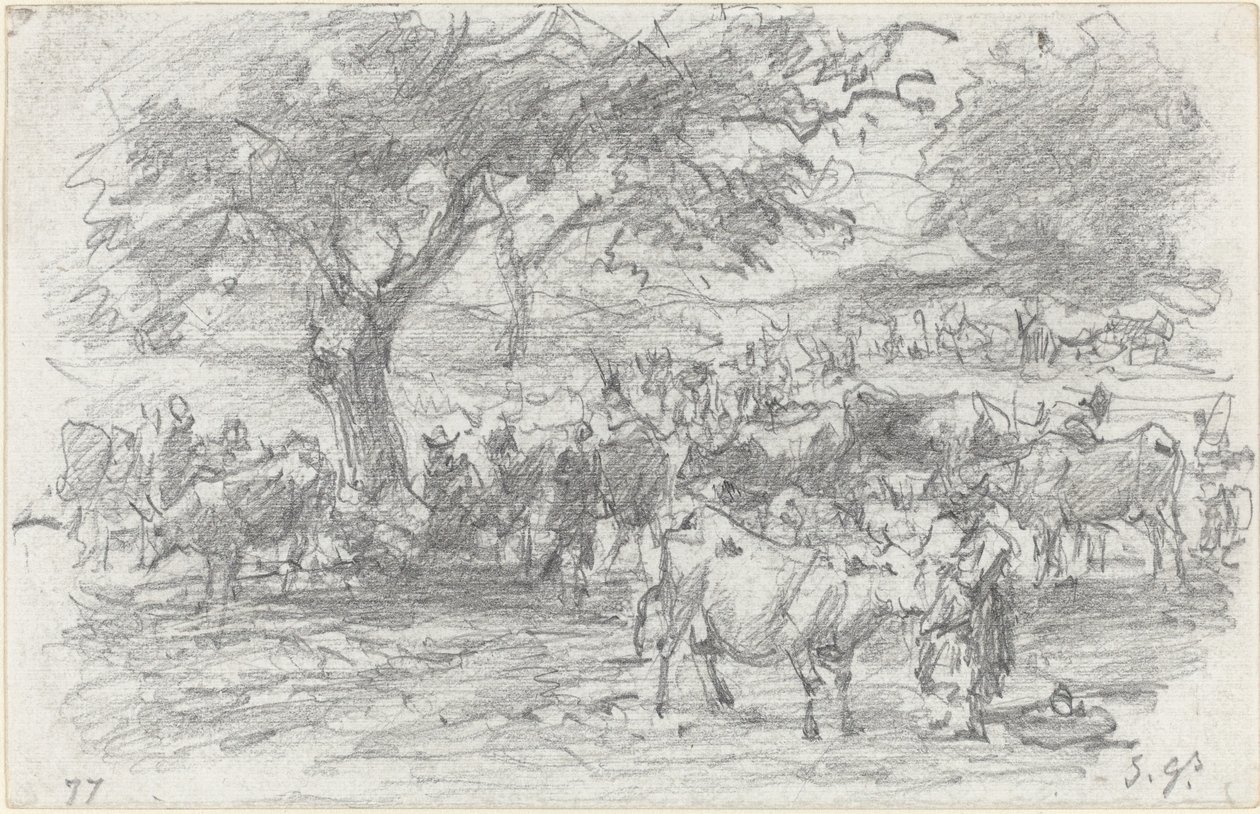 Gjeter og storfe av Eugène Boudin