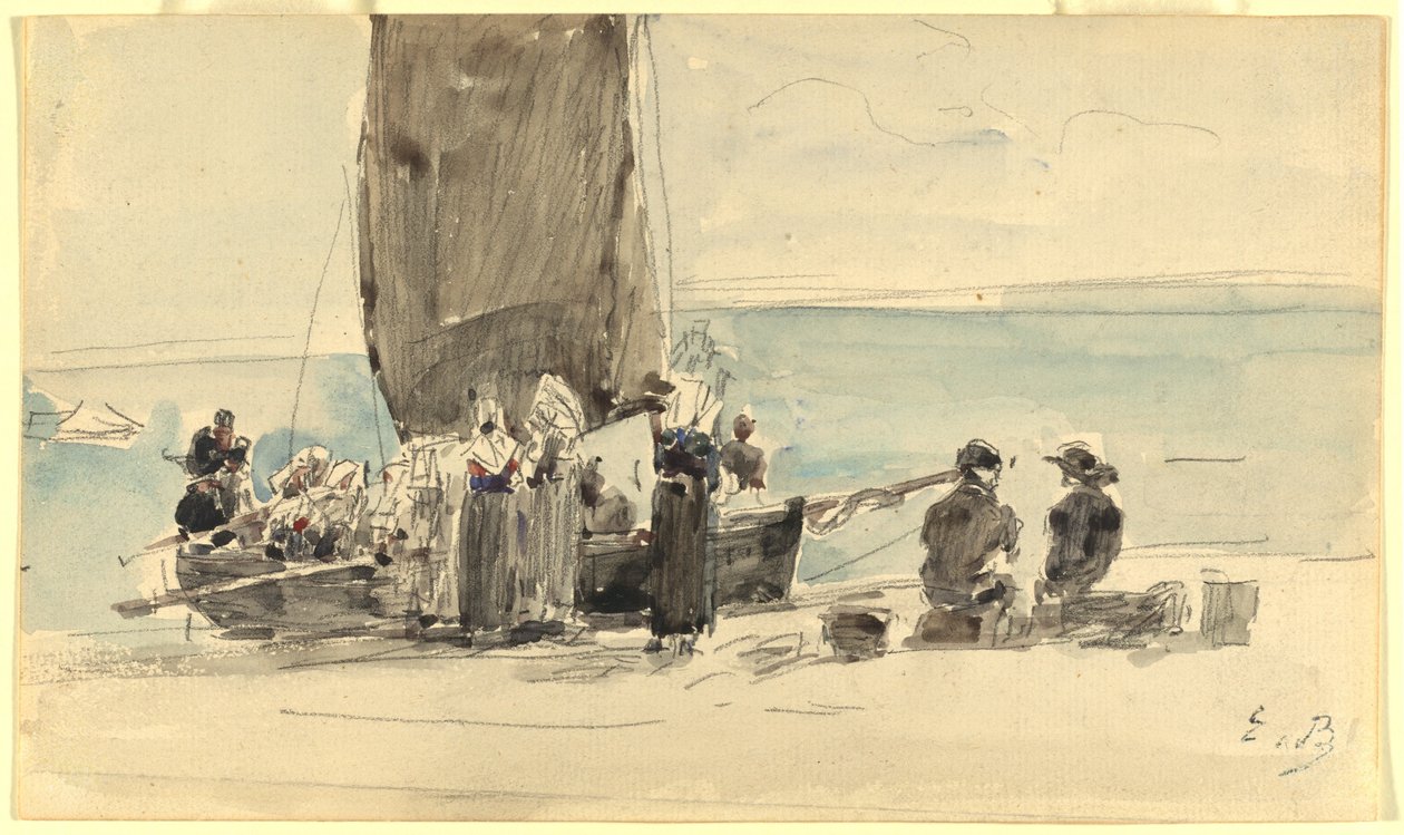 Laster båtene av Eugène Boudin
