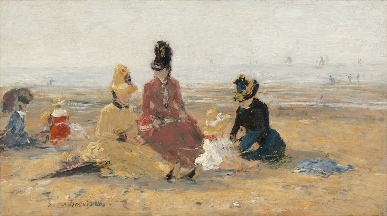 På stranden, Trouville av Eugène Boudin