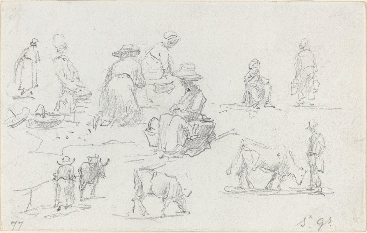 Bønder og kyr [recto] av Eugène Boudin