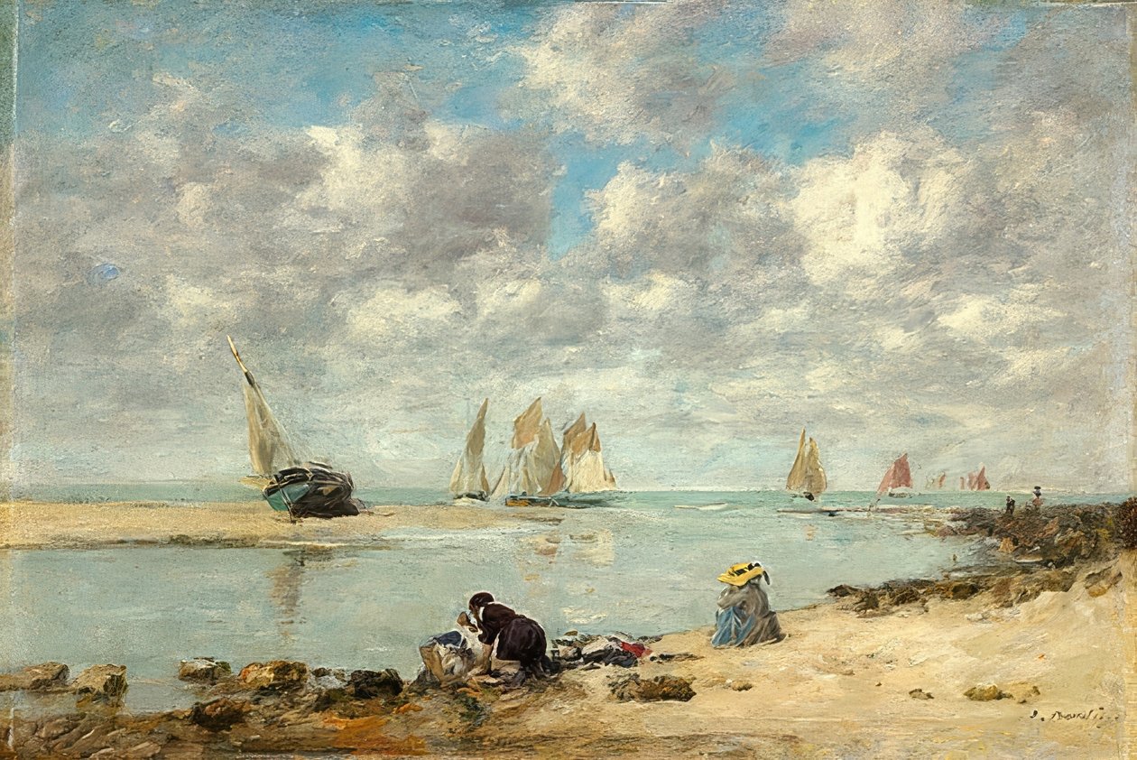 Vaskekvinne nær Trouville. 1872/1876 av Eugene Louis Boudin