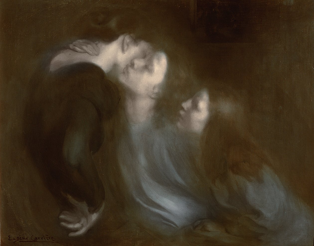 Hennes mors kyss, 1890-tallet av Eugène Carrière