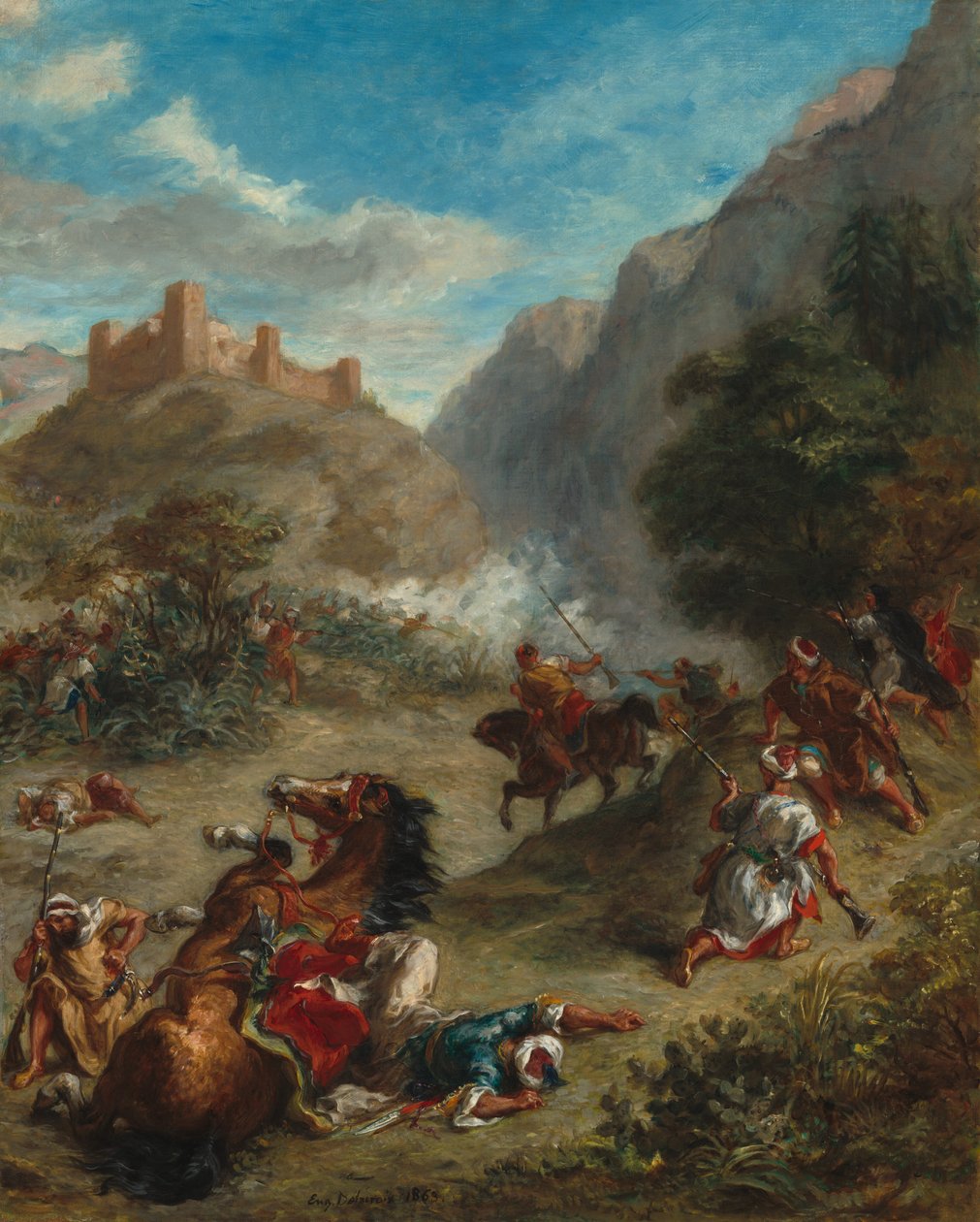 Arabere i trefning i fjellene av Eugène Delacroix