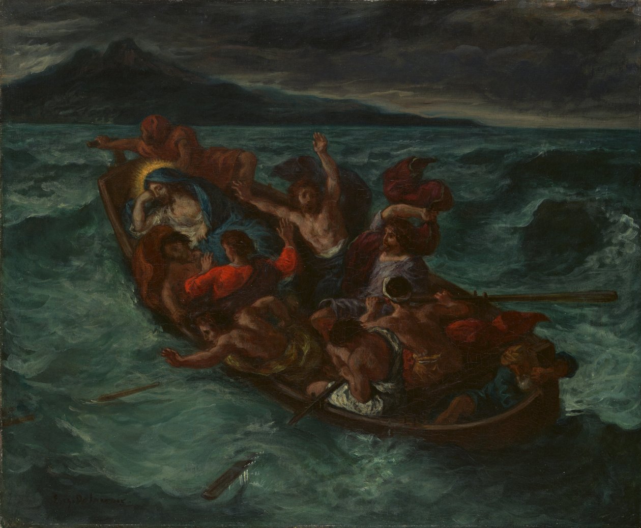 Kristus sov under stormen, ca. 1853. av Ferdinand Victor Eugene Delacroix