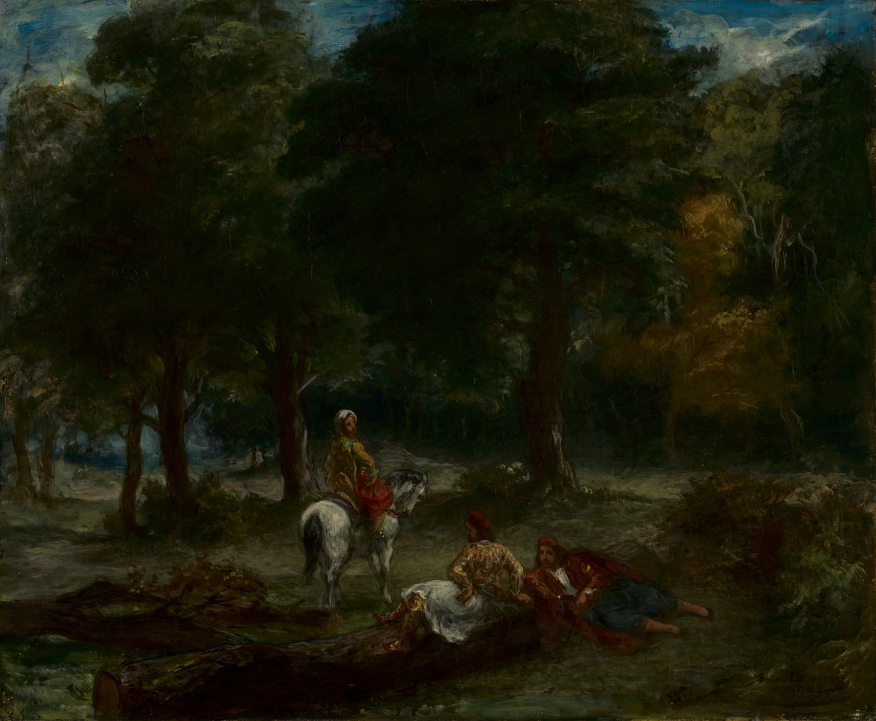 Greske kavalerimenn hviler i skogen av Eugène Delacroix