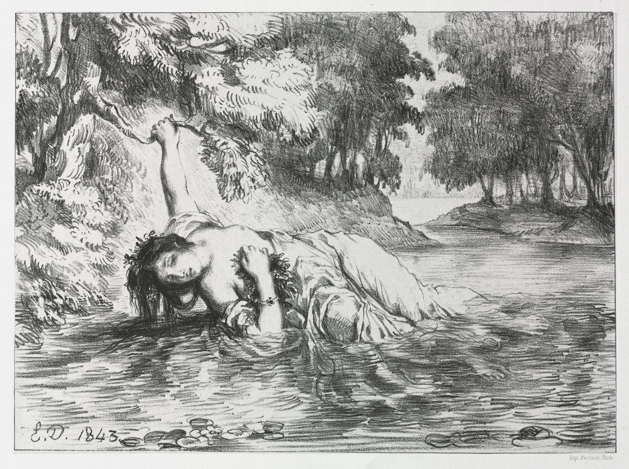 Hamlet: Ophelias død av Eugène Delacroix