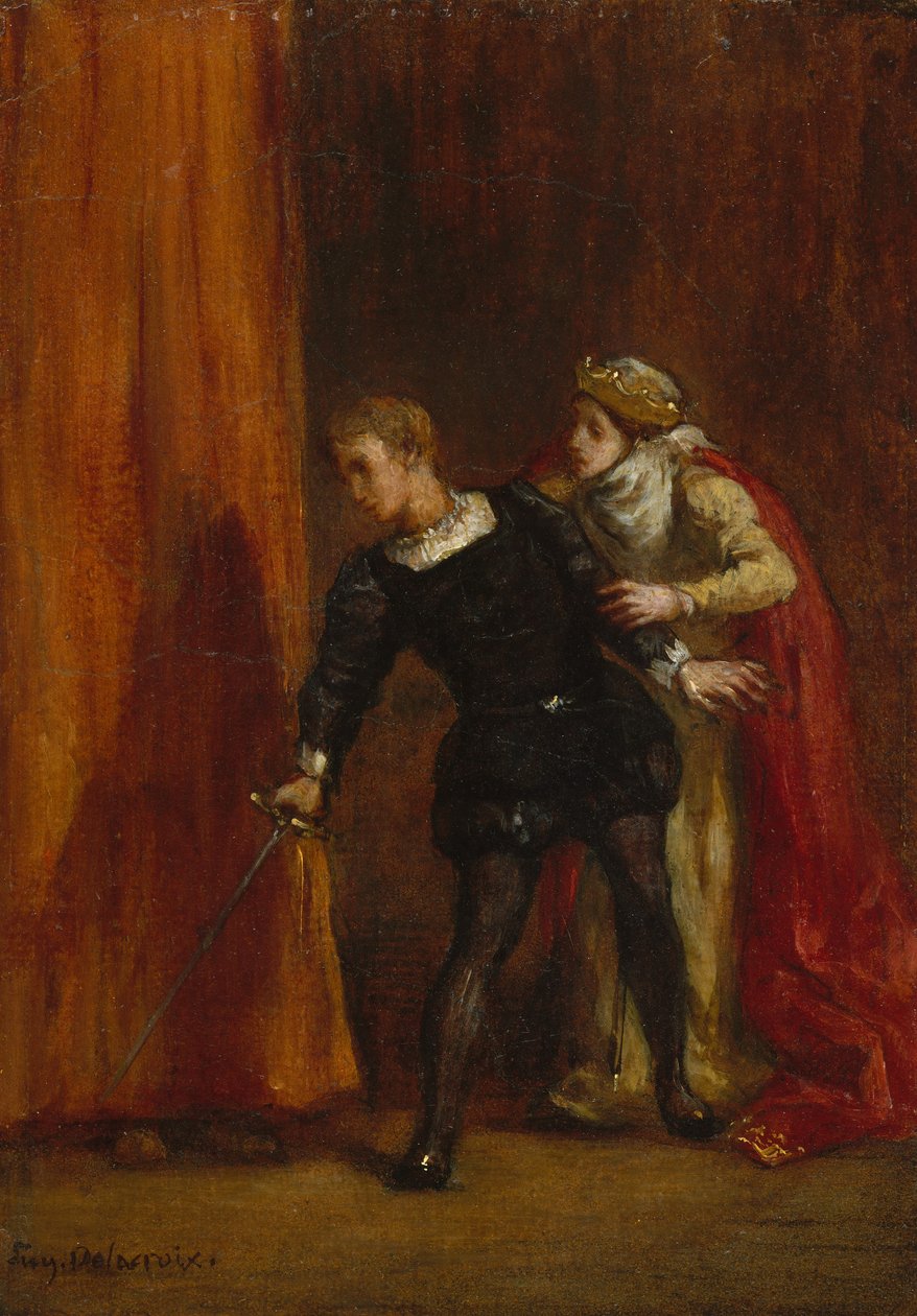 Hamlet og hans mor, 1849. av Ferdinand Victor Eugene Delacroix