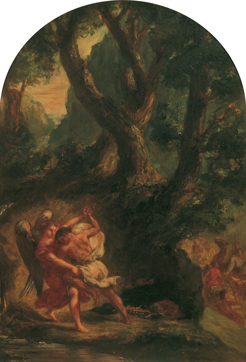 Jakob kjemper med engelen av Eugène Delacroix