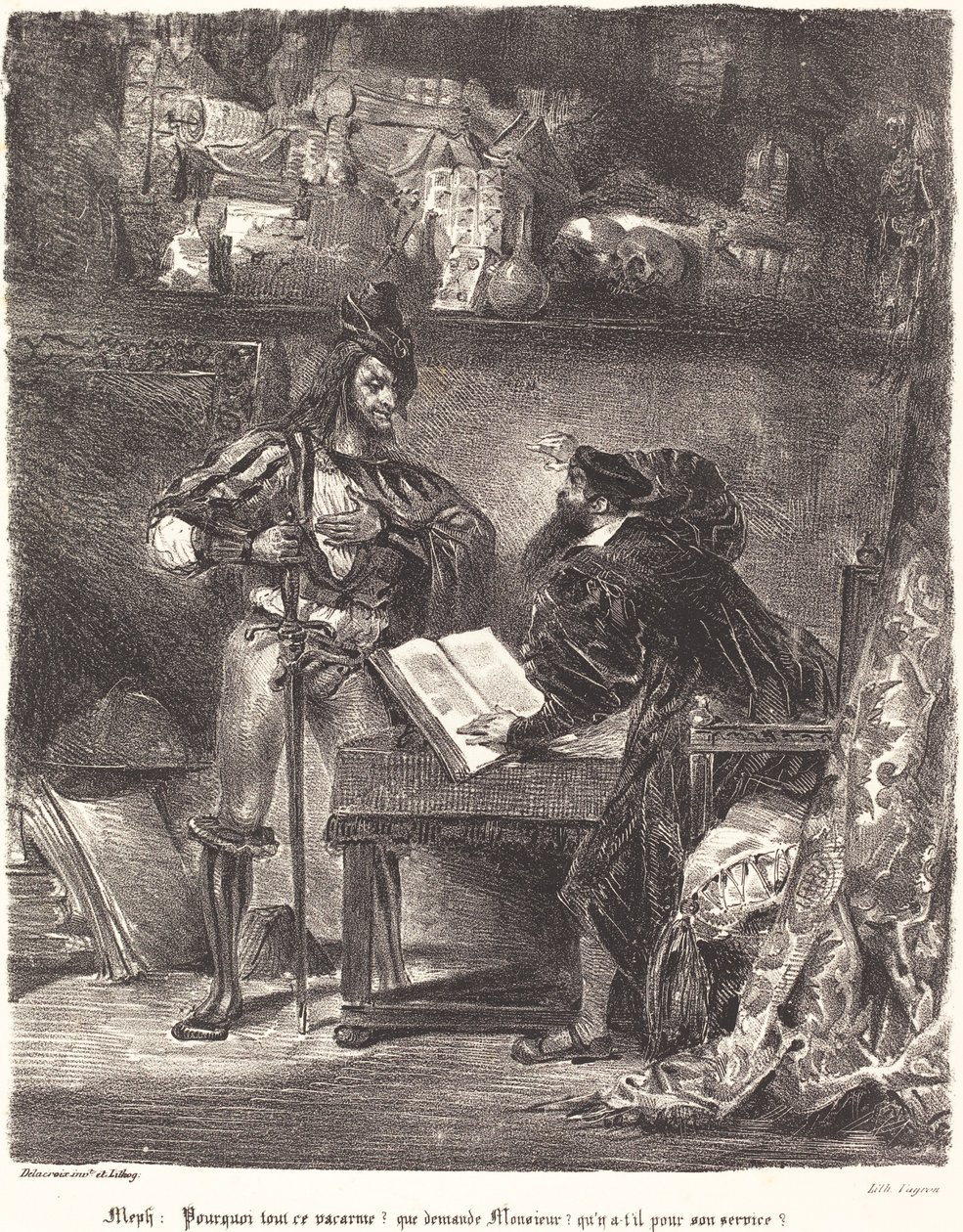Mephisto vises for Faust. av Eugène Delacroix