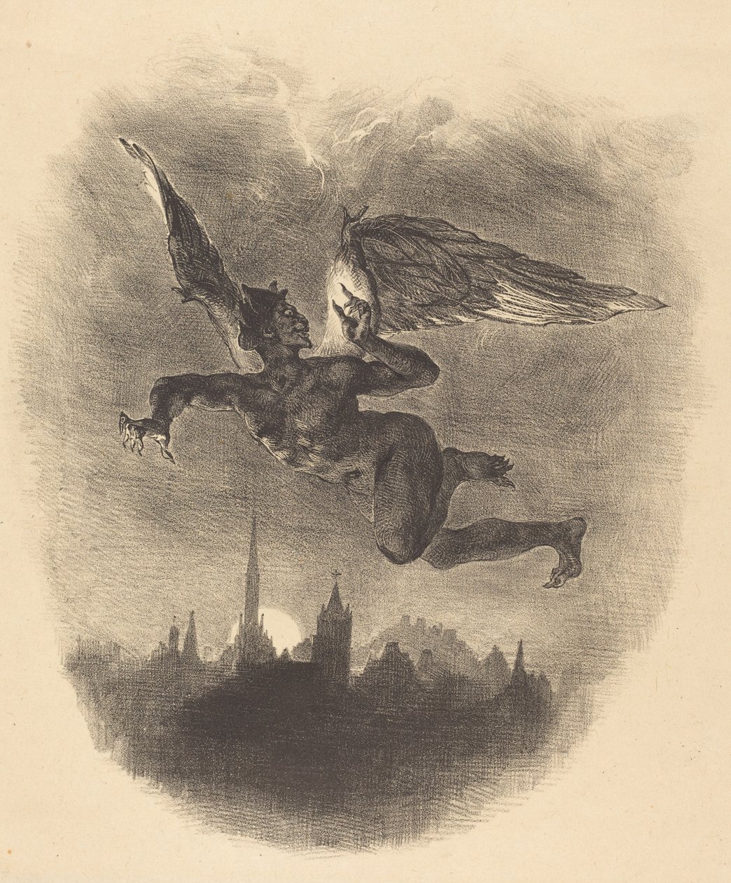 Mephistopheles in the Air, 1828. av Eugène Delacroix