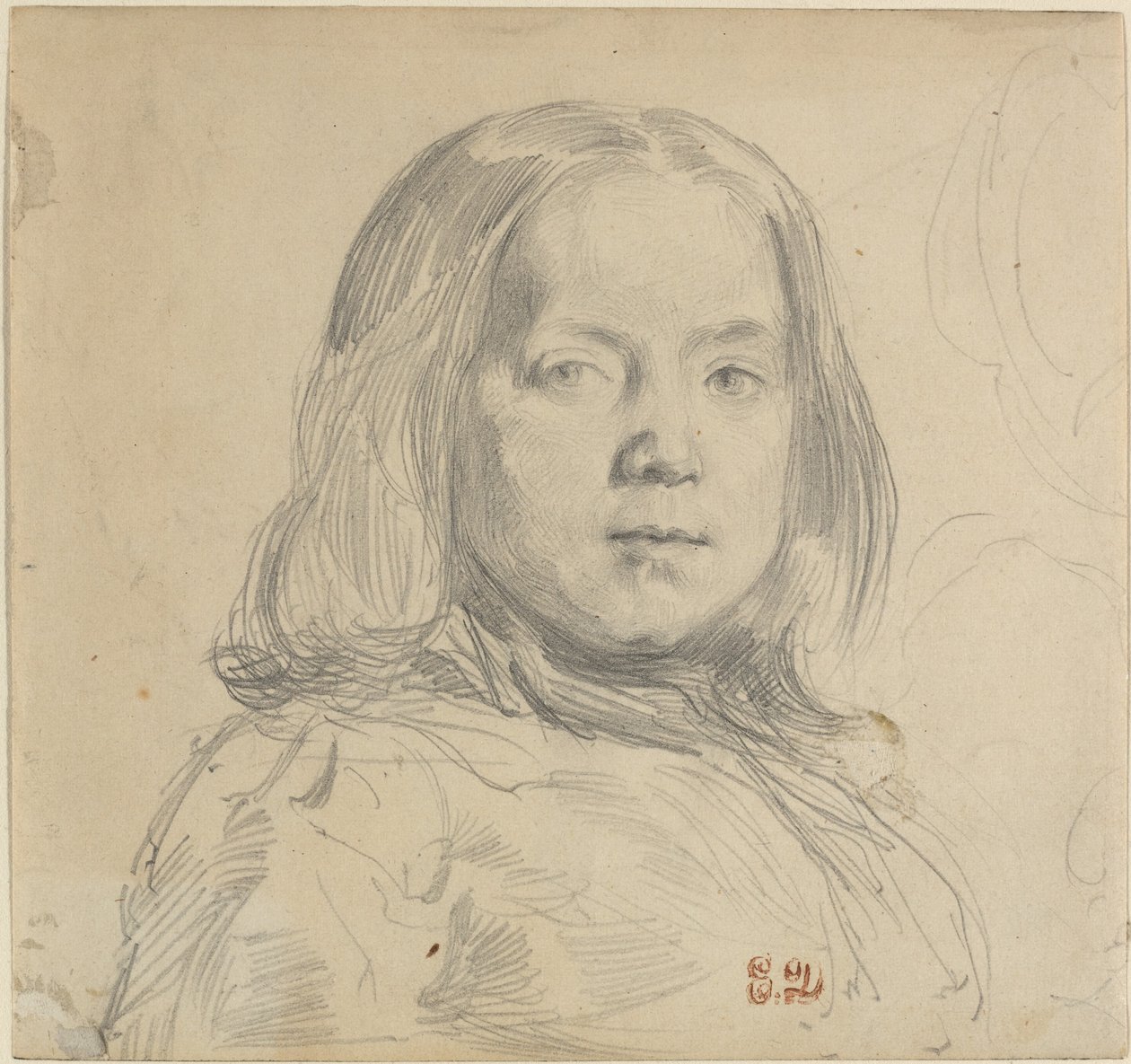 Portrett av et barn. av Eugène Delacroix