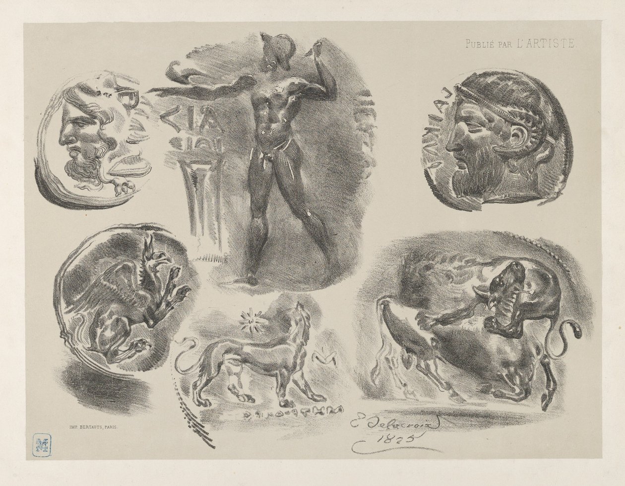 Studier av seks greske mynter, 1825., 1825. av Eugène Delacroix