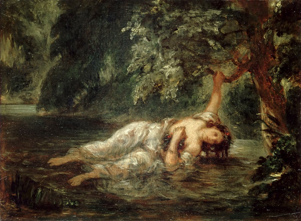 Ophelias død, 1853. av Eugène Delacroix