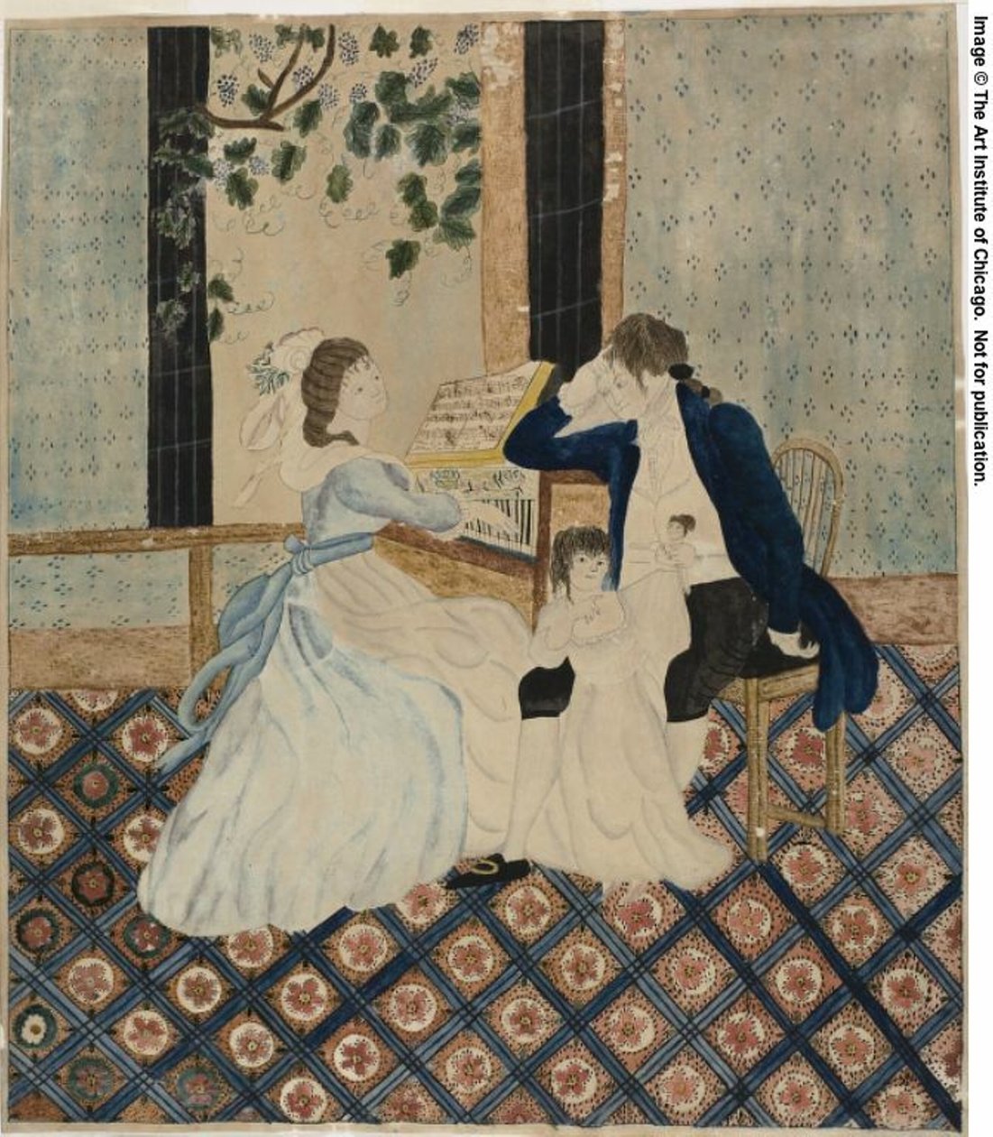 Familiegruppe på piano av Eunice Pinney