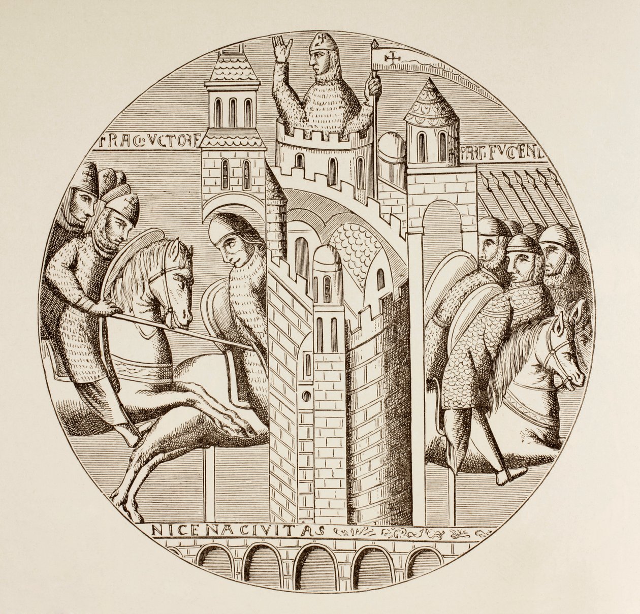 Korsfarernes inntog av Nicaea, Tyrkia, i 1097, ca. 1880 av European School