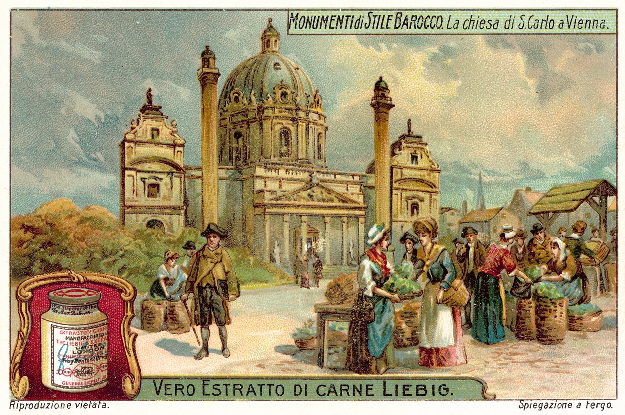 Karlskirche, Wien (chromolitho) av European School