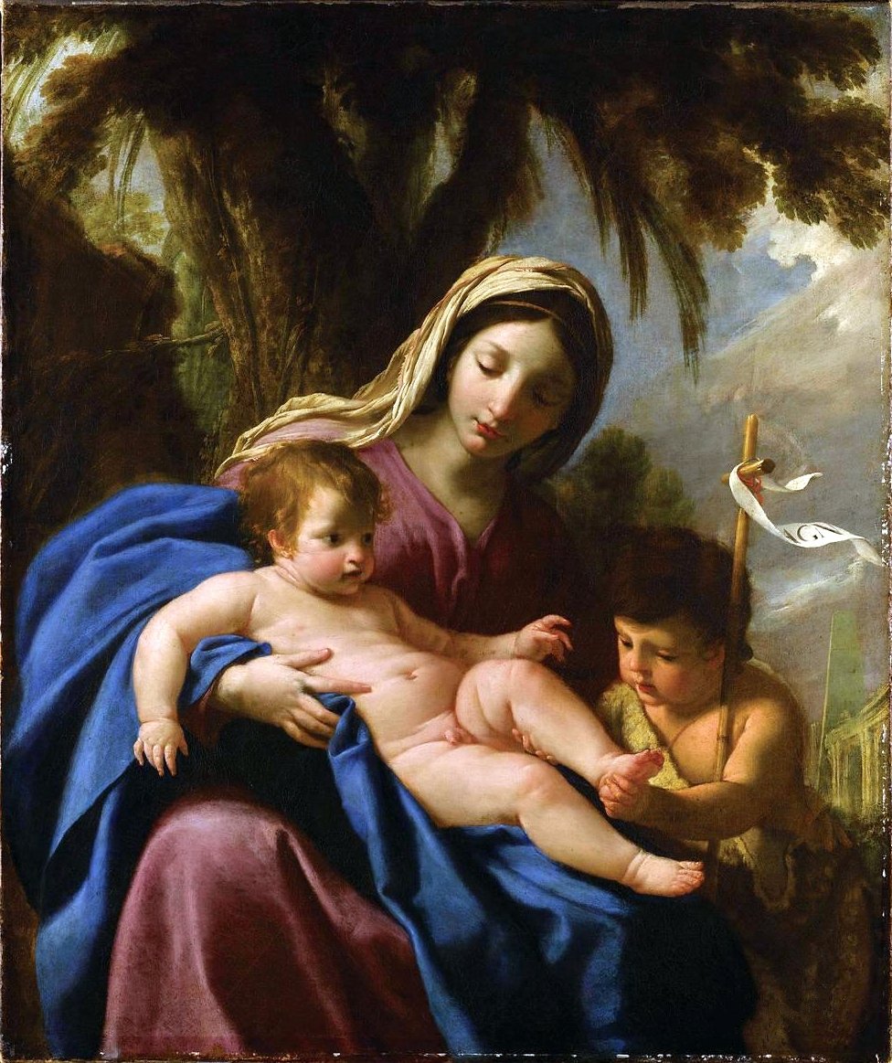 Jomfruen og barnet, med døperen Johannes av Eustache Le Sueur