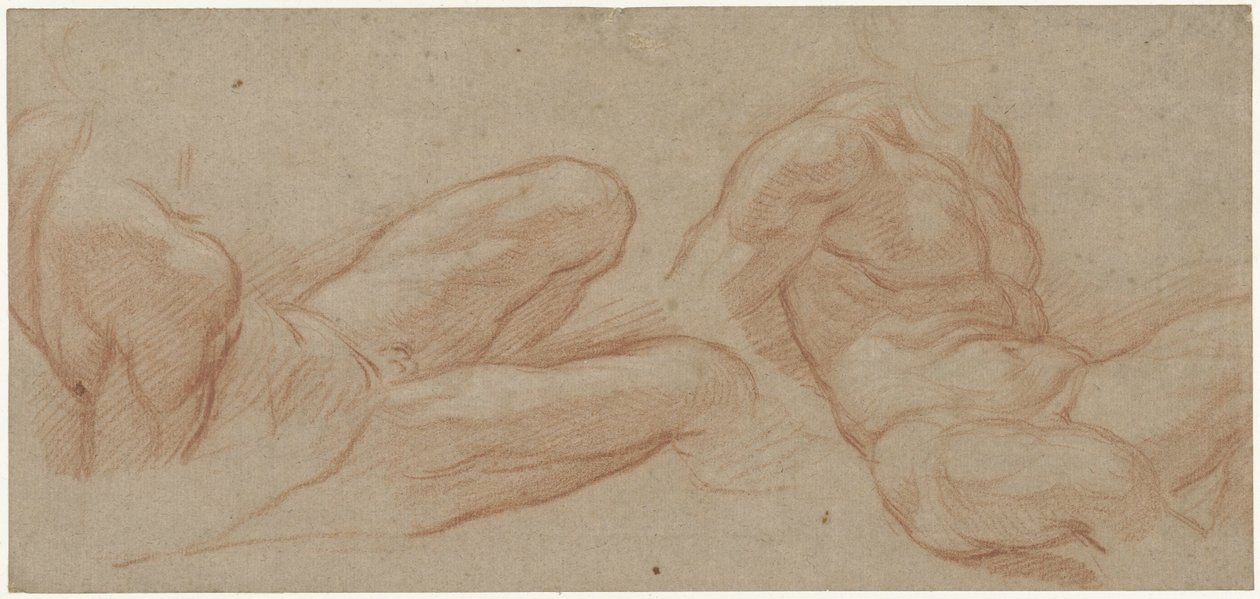 To studier av en liggende naken mann av Eustache Lesueur