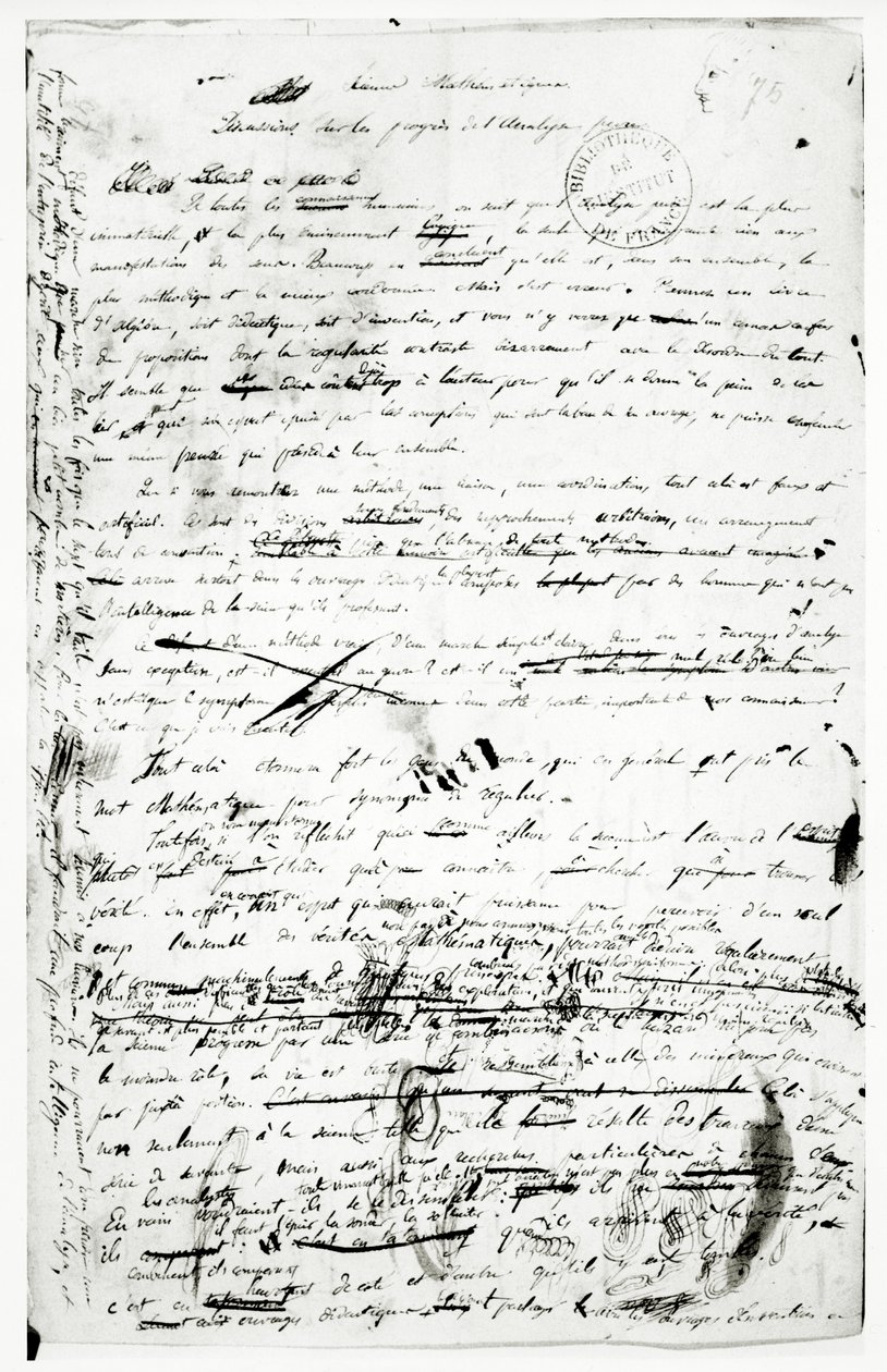 Manuskript om fremskritt gjort i ren analyse, ca. 1830 (penn og blekk på papir) av Evariste Galois