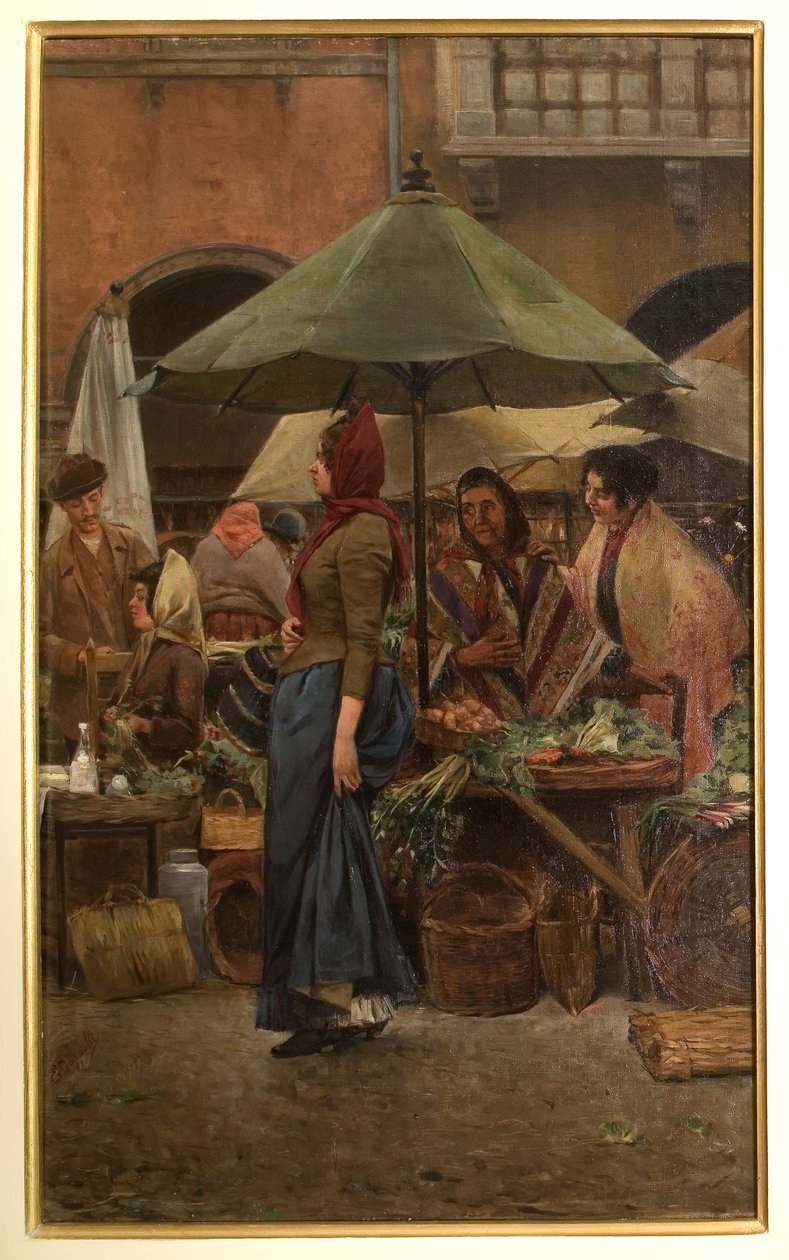 Piazza delle Erbe 1892 (olje på lerret) av Evaristo Cappelli
