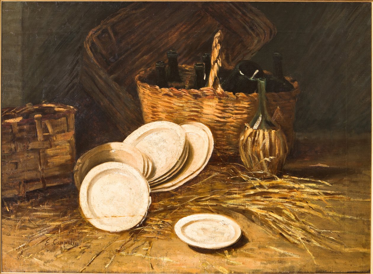 Stilleben (olje på lerret) av Evaristo Cappelli