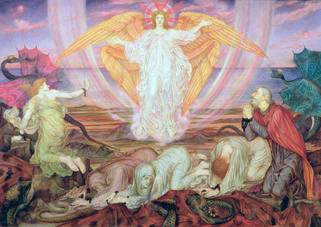 Dragens død, 1914 av Evelyn De Morgan