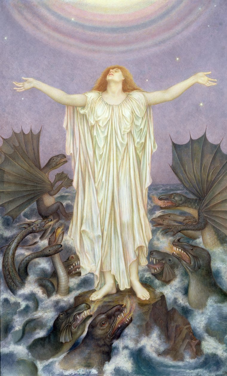 S.O.S. (olje på lerret) av Evelyn De Morgan
