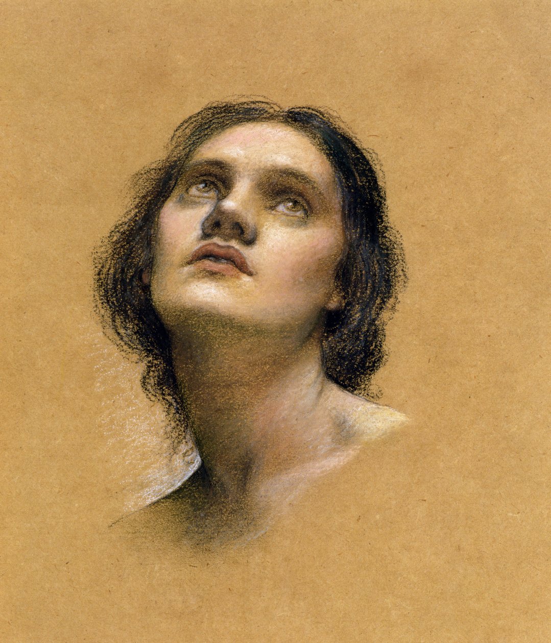Studie av et hode (pastell på papir) av Evelyn De Morgan