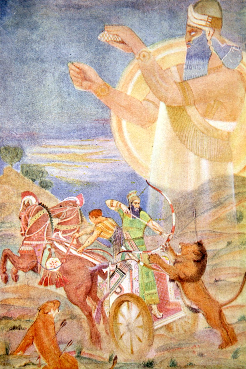 'Tiglath-Pileser I regissert av Ninib', 1916. av Evelyn Paul