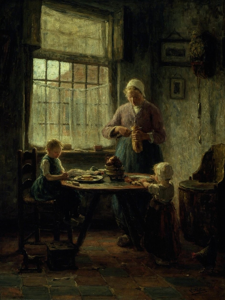 Et familiemåltid, 1890-tallet. av Evert Pieters