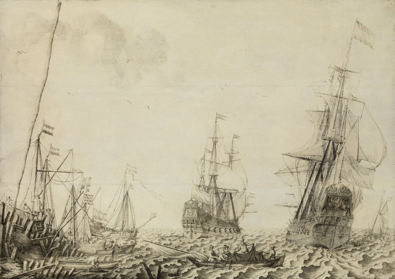 Skip nær en havn av Experiens Sillemans