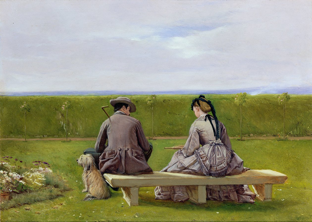 Benken ved havet (brett) av Eyre Crowe