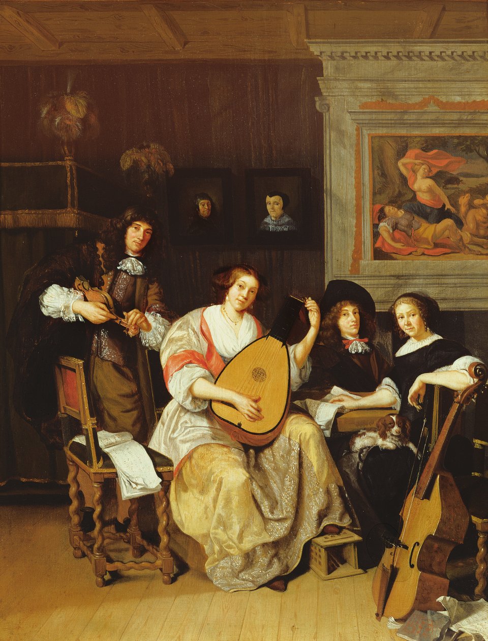 Interiør med en gruppe musikere (panel) av F. Sant Acker