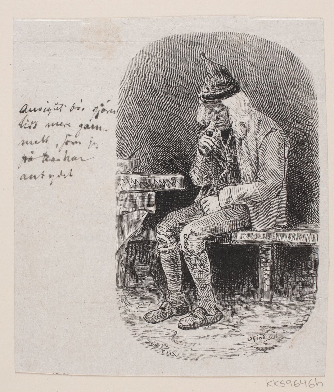 Illustrasjon for "Den syvende far i huset" av F. Hendriksen