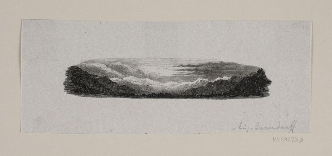 Vignetten. Snødekte fjell av F. Hendriksen