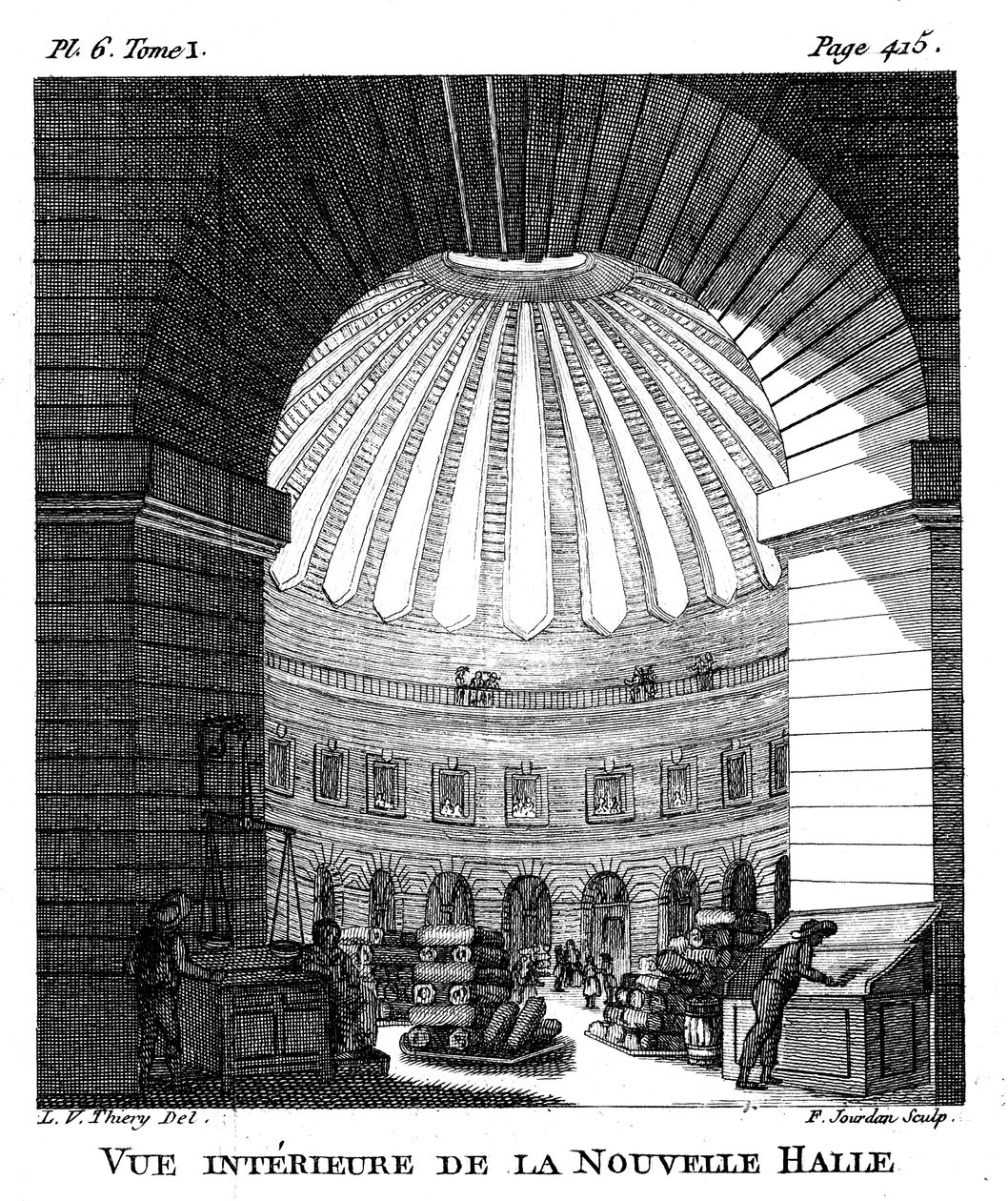 Les Halles, Paris, 1786 av F. Jourdan