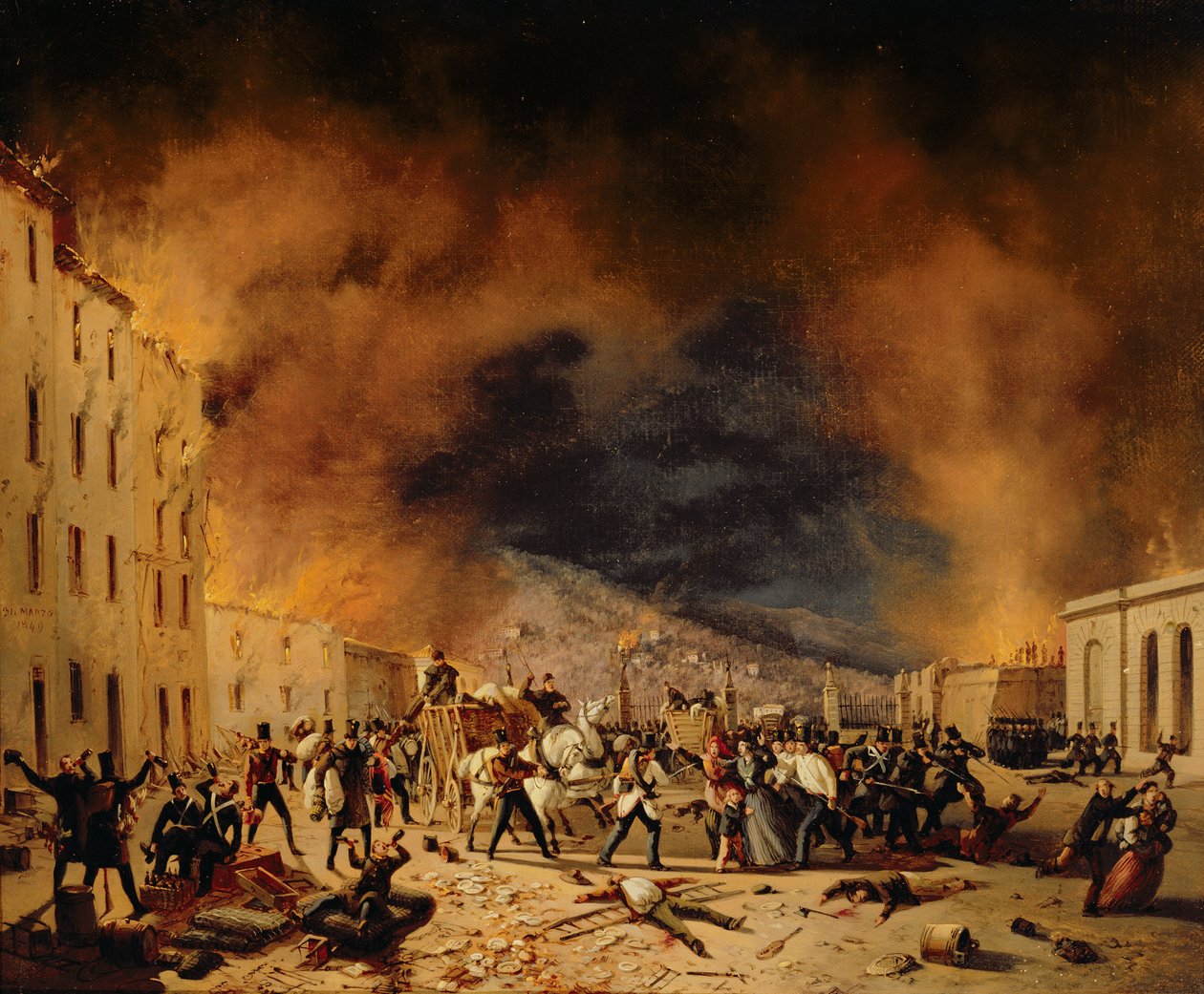 Slaget 31. mars til forsvar av Porta Torrelunga i Brescia av Faustino Joli