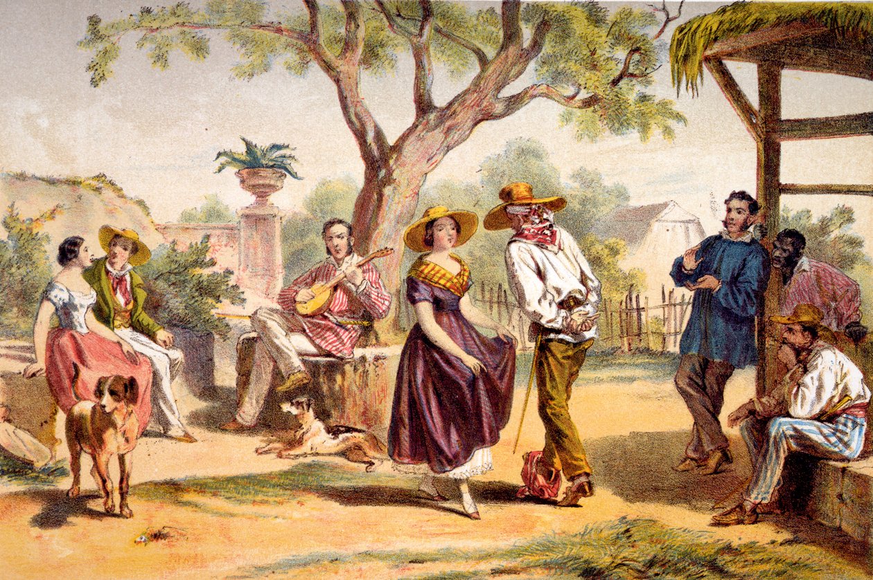 Zapateado - Nasjonaldans, 1840 av Federico Mialhe